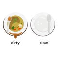 Illustrator of opposite dirty and clean