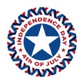 Fourth of July vintage label commemorating United States Independence in 1776.