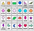 Shape flash cards 2D shape flashcards or flashcards on white background vector Royalty Free Stock Photo
