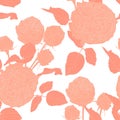 Vintage seamless pattern with orange line garden roses.