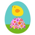 Cute Easter bunny sitting on floral Easter egg Royalty Free Stock Photo