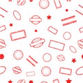 Simple Vector Seamless Pattern Red Scratch Blank Rubber Stamp for background, banner wrapping paper etc Royalty Free Stock Photo