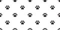 Dog Paw seamless vector footprint pattern heart valentine kitten puppy tile background repeat wallpaper isolated illustration