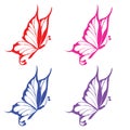 Colorfull animal cute buterfly icon set