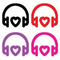 Colorfull HEadset love icon set