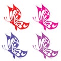 Colorfull butterfly illustration icon set Royalty Free Stock Photo