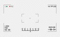 Video camera viewfinder overlay. Photo or video camera viewfinder grid with many shooting settings on screen. Royalty Free Stock Photo