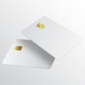 Realistic white credit card. Template white credit card for your design. Credit card realistic mockup.