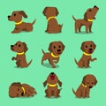 Vector cartoon character brown labrador dog poses