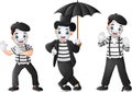 Set of Mimes Performing Different Pantomimes Royalty Free Stock Photo