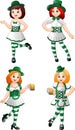 Cartoon women leprechaun collection set