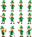 Cartoon leprechaun set in different poses