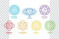 Chakras set of human body - Ayurveda, Yoga, Hinduism symbols