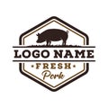 Vintage fresh pork logo design template