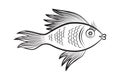 Stylized fantasy fish - vector illustration for restaurant, aquarium or zoo. Coloring page.