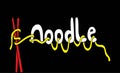 Doodle noodle with chopsticks. with text noodle, hand drawing Royalty Free Stock Photo