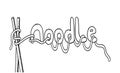 Doodle noodle with chopsticks. with text noodle, hand drawingDoodle noodle with chopsticks. with text noodle, hand drawing Royalty Free Stock Photo