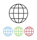Globe earth icon vector illustration color buttons set Royalty Free Stock Photo
