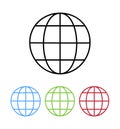 Globe earth icon vector illustration color buttons set Royalty Free Stock Photo