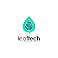 Leaf tech logo vector template