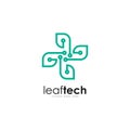 Leaf tech logo vector template
