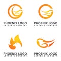 Hawk / Phoenix Logo Letter G Concept Fire Color