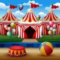 Cartoon circus arena with tents background Royalty Free Stock Photo