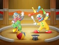 Cartoon Circus show with clowns at the arena Royalty Free Stock Photo