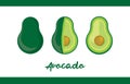 Fruit Illustration pack Avocado in Whole and Sliced