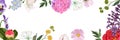 Spring sale background banner, frame with beautiful many kind of flower.