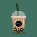 The bubble coffee.Black pearl coffee is famous drink cup vector.