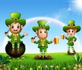 Happy Saint Patricks day celebration with leprechaun group Royalty Free Stock Photo
