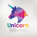 Unicorn geometric paper craft style. vector illustration