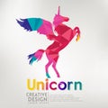 Unicorn geometric paper craft style. vector illustration