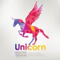 Unicorn geometric paper craft style. illustration Royalty Free Stock Photo