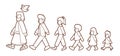 Walk with Jesus, Follow Jesus cartoon Royalty Free Stock Photo