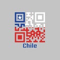 QR code set the color of Chile flag. a horizontal bicolor of white and red with the blue square on the upper corner and the white