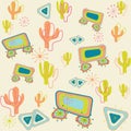 Mid Century Desert scene repeat pattern