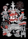 Welcome to jakarta cartoon illustration Royalty Free Stock Photo