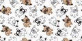 Dog seamless pattern french bulldog vector scarf isolated puppy sitting cartoon illustration tile background repeat wallpaper dood