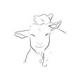 Print elegant goats one line draw vector illustration Royalty Free Stock Photo