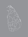 Sri Lanka vector map with border lines of districts using gray color on dark background illustration