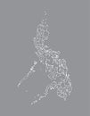 Philippines vector map with border lines of provinces using gray color on dark background illustration