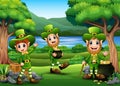 Saint patrick day leprechaun celebration with a pot of gold Royalty Free Stock Photo