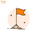 Temple Orange Flag, Flag icon, Symbolize religious culture and spirituality, Thin line editable stroke