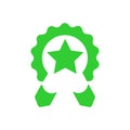 Badge, certificate, medal, quality, reward, Award Plaque, Award Ribbon. Green color award icon Royalty Free Stock Photo