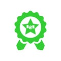 Badge, certificate, medal, quality, reward, Award Plaque, Award Ribbon. Green color award icon Royalty Free Stock Photo