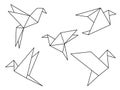 Origami birds vector set