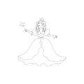 Cute kawaii princess fairy with magic stick and crown icon isolated Royalty Free Stock Photo
