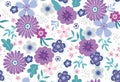 Springtime Floral Seamless Vector Pattern in Trendy Colors